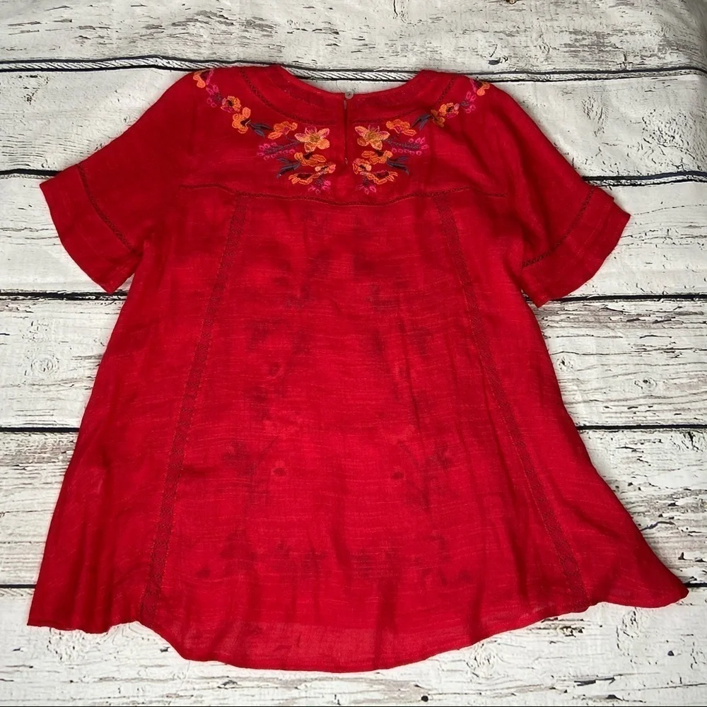 Umgee Floral Embroidered Short Sleeve Peasant Top - Picture 7 of 9